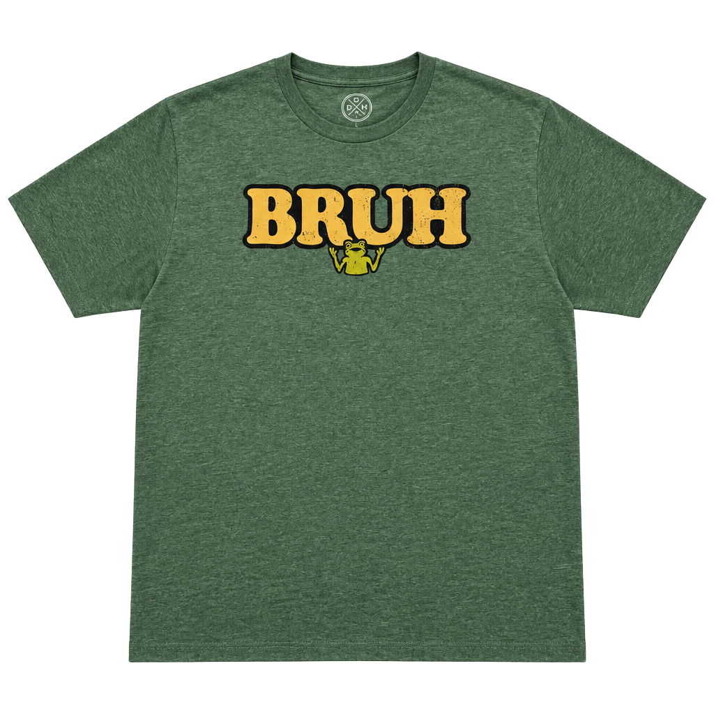 ODM BRUH Frog Graphic T Shirt Mens XL Green Funny Meme Novelty Tee 1