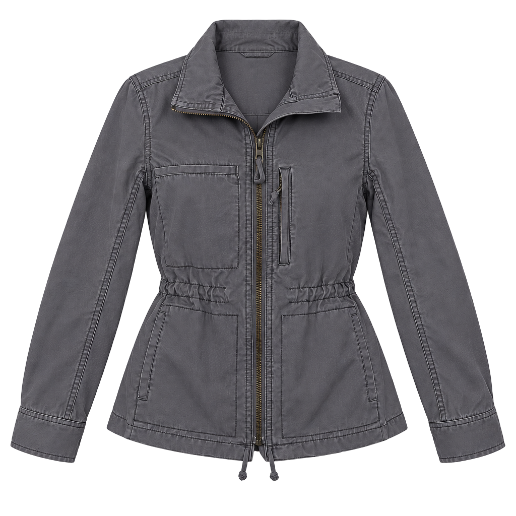 Madewell Utility Field Jacket Women S Gray Cotton Military Cargo Zip 1