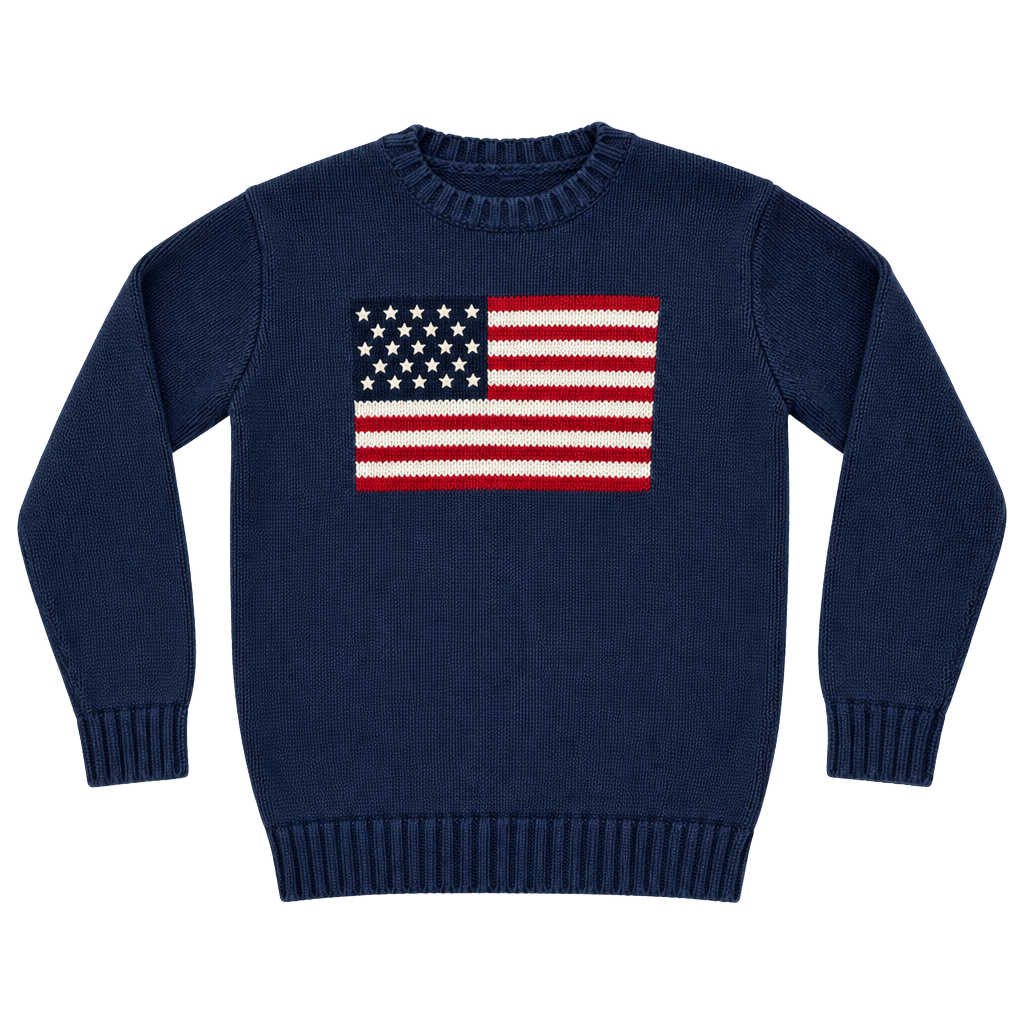 Brandy Melville John Galt Navy American Flag Cotton Knit Sweater 1