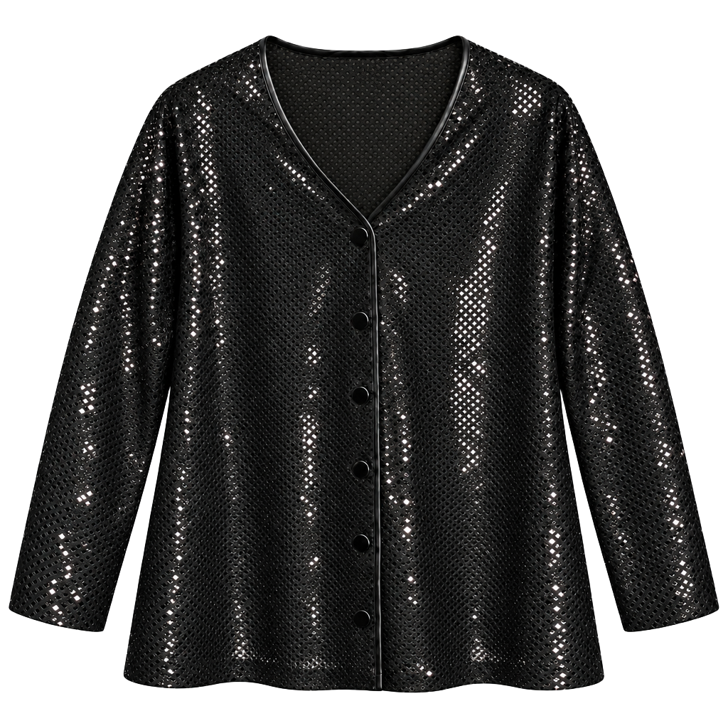 Vintage Authentics Anthony Mark Hankins Size 20 Black Sequin Mesh Cardigan Y2K 1