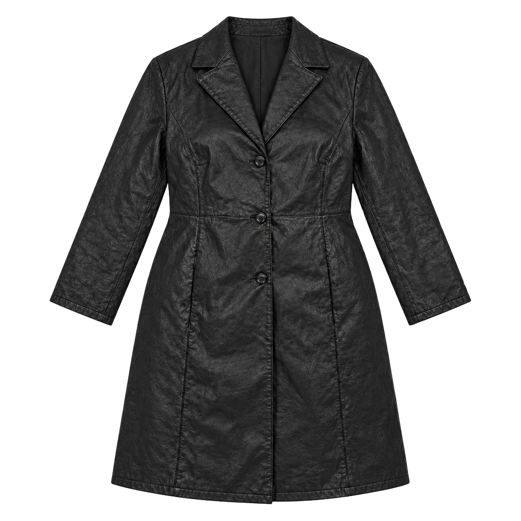 John Paul Richard Black Genuine Leather Coat Women 22 Plus Size Y2K 1