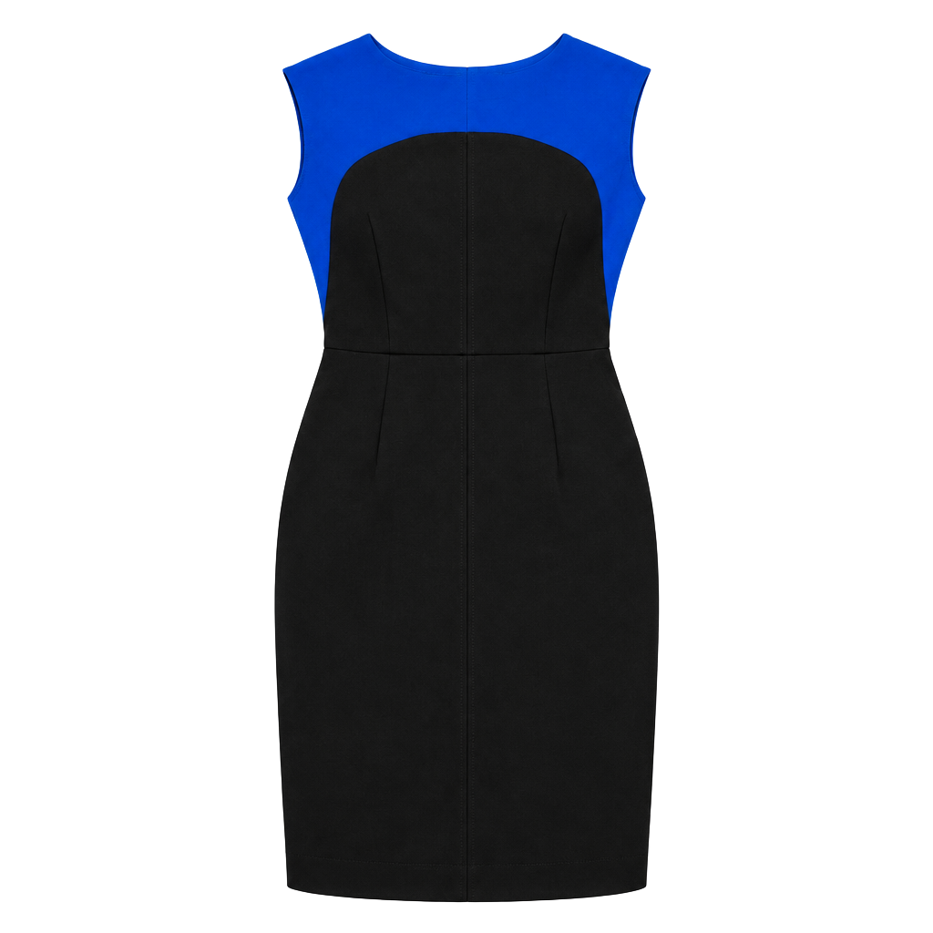 Calvin Klein Colorblock Sheath Dress Blue Black Sleeveless Career Size 8 1