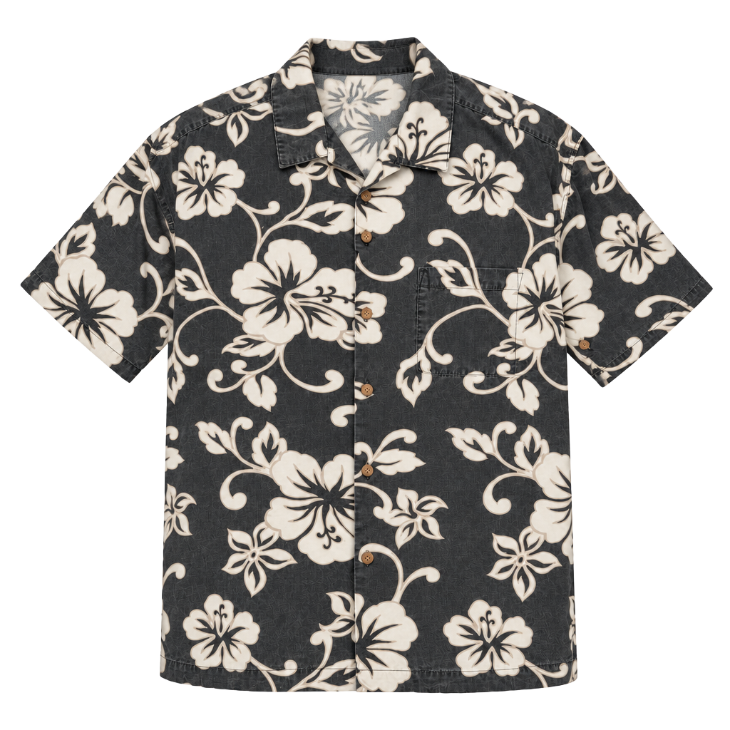 Vintage Toes on the Nose Men’s XL Hawaiian Shirt Black Hibiscus Aloha Surf 1
