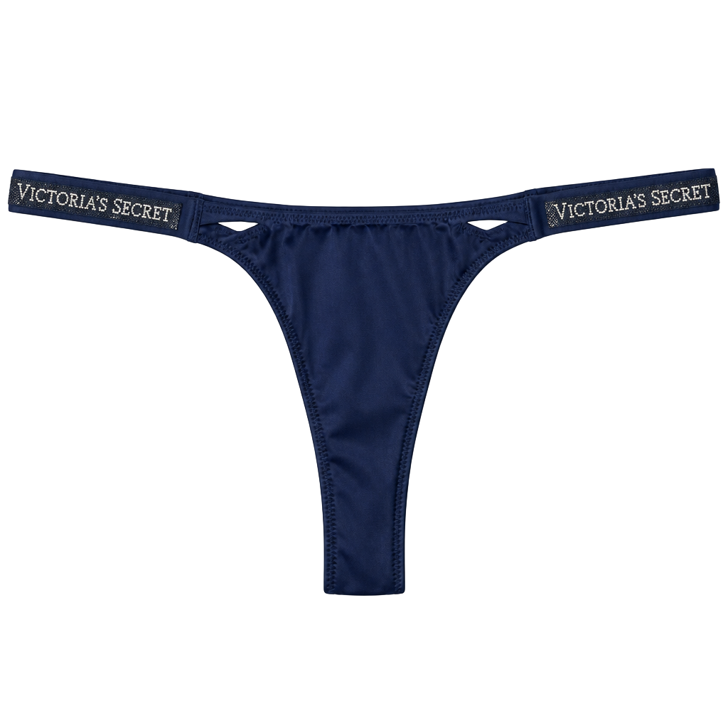 NWT VICTORIA'S SECRET M BLUE SMOOTH RHINESTONE SHINE STRAP BRAZILIAN PANTIES 1