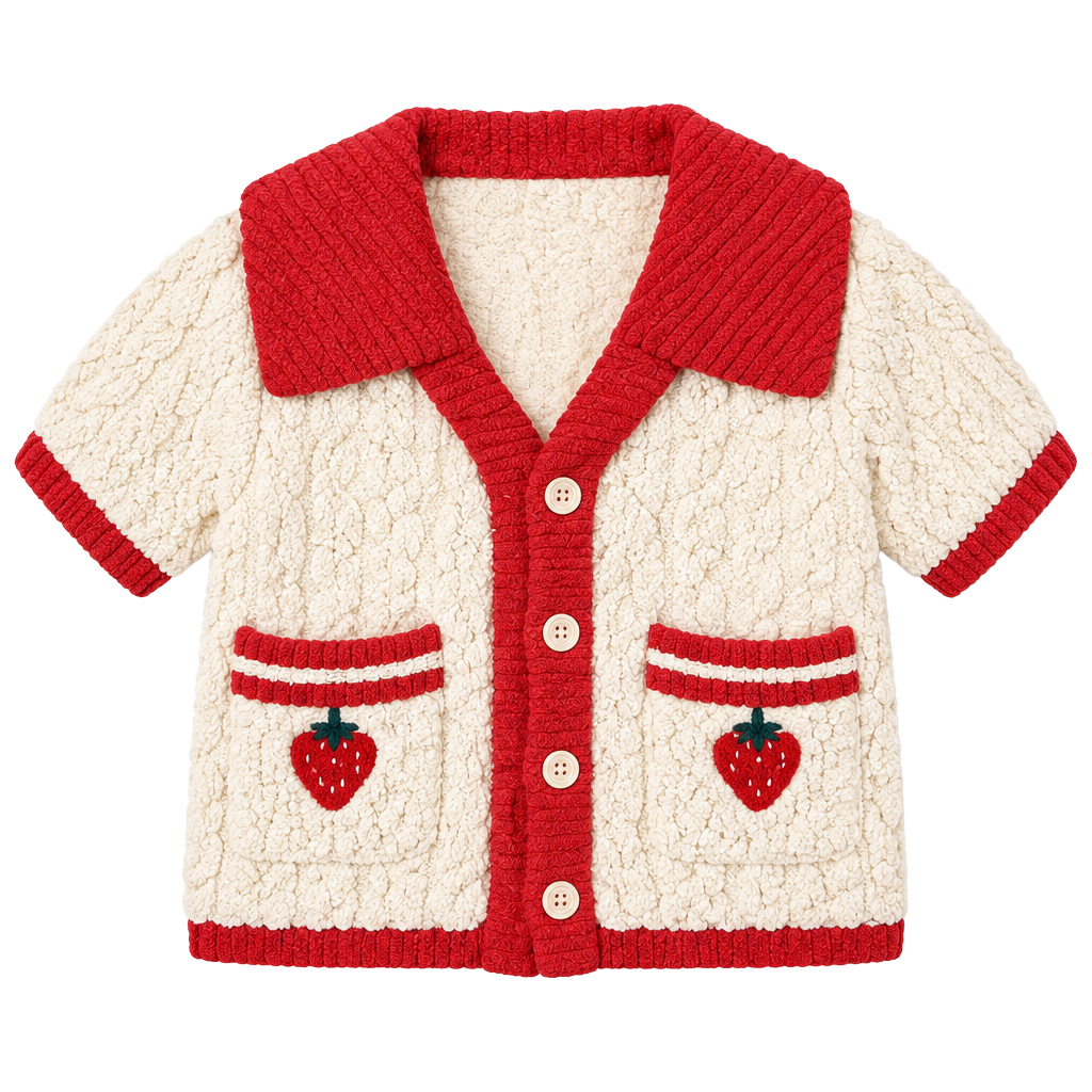 Strawberry Sherpa Baby Cardigan Size 80 1
