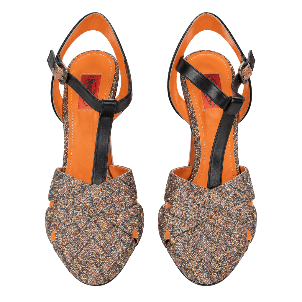 Missoni T-Strap Glitter Platform Sandals Size 40 Multi 1