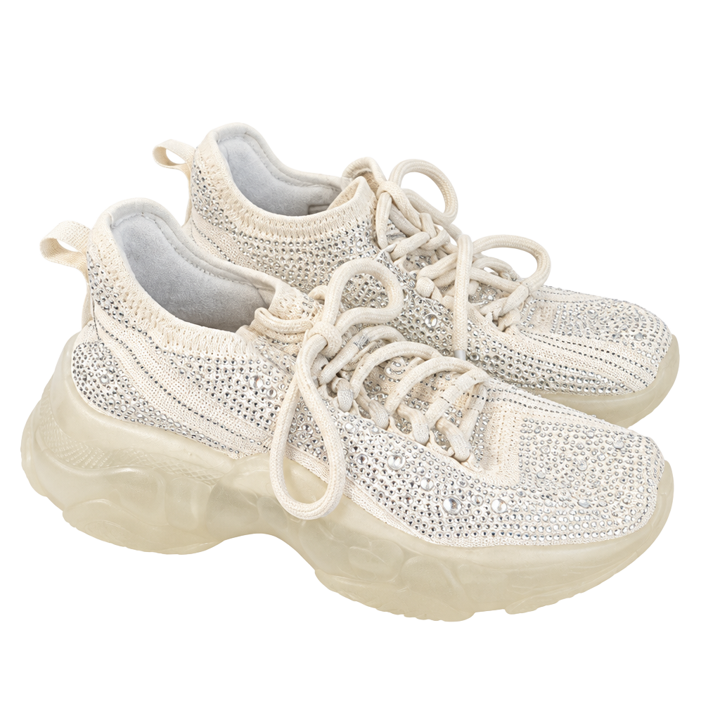 Steve Madden Maxima Rhinestone Sneaker White Embellished Platform 1