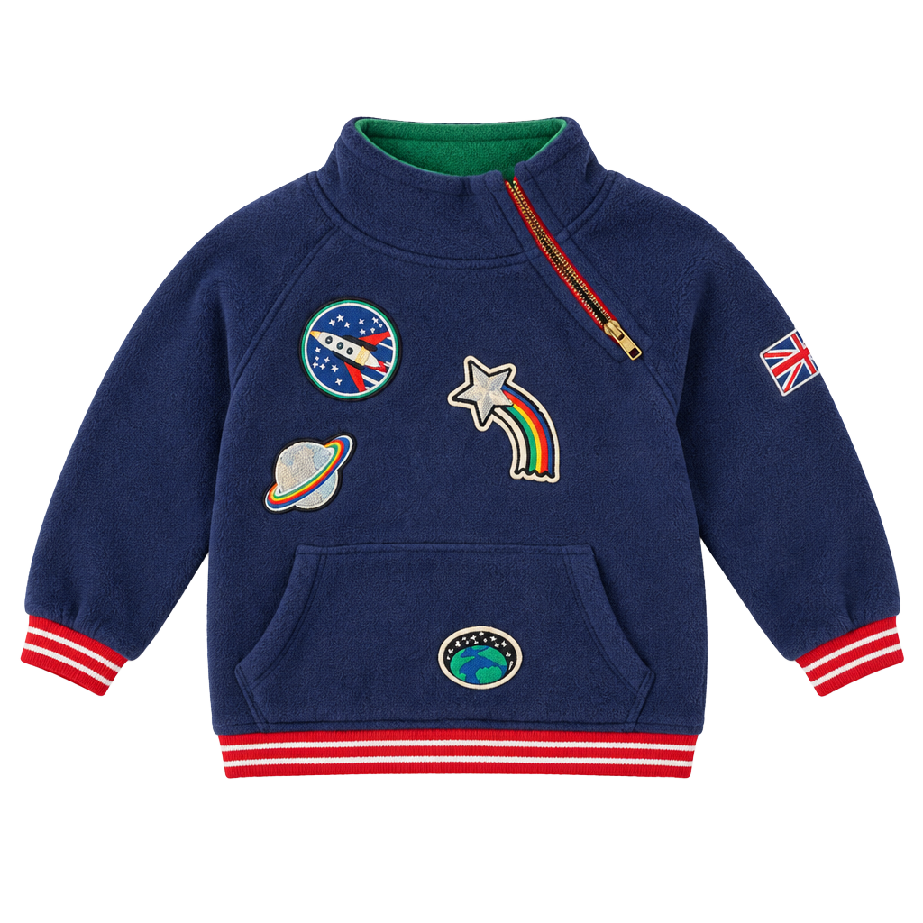 Mini Boden Space Applique Sweatshirt Size 4-5Y Blue Hoodie 1