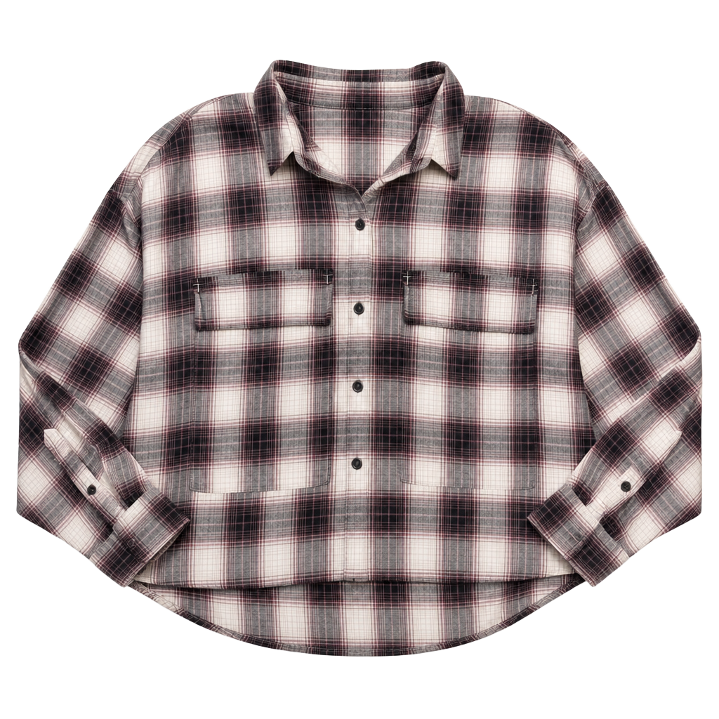 Abercrombie & Fitch Soft A&F Collection Cropped Plaid Flannel Shirt 1