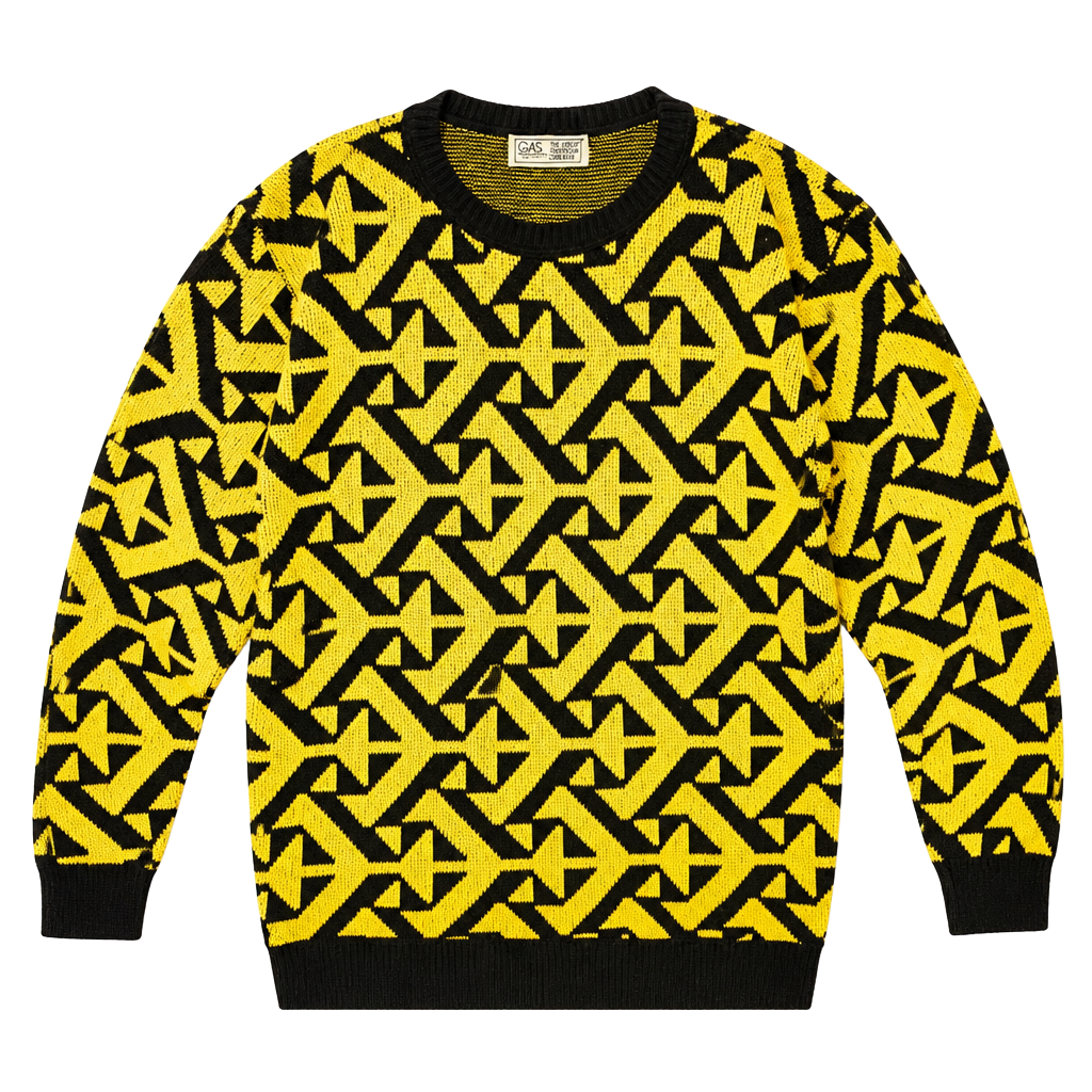 Vintage Gas The Great American Yellow Black Geometric Sweater 1