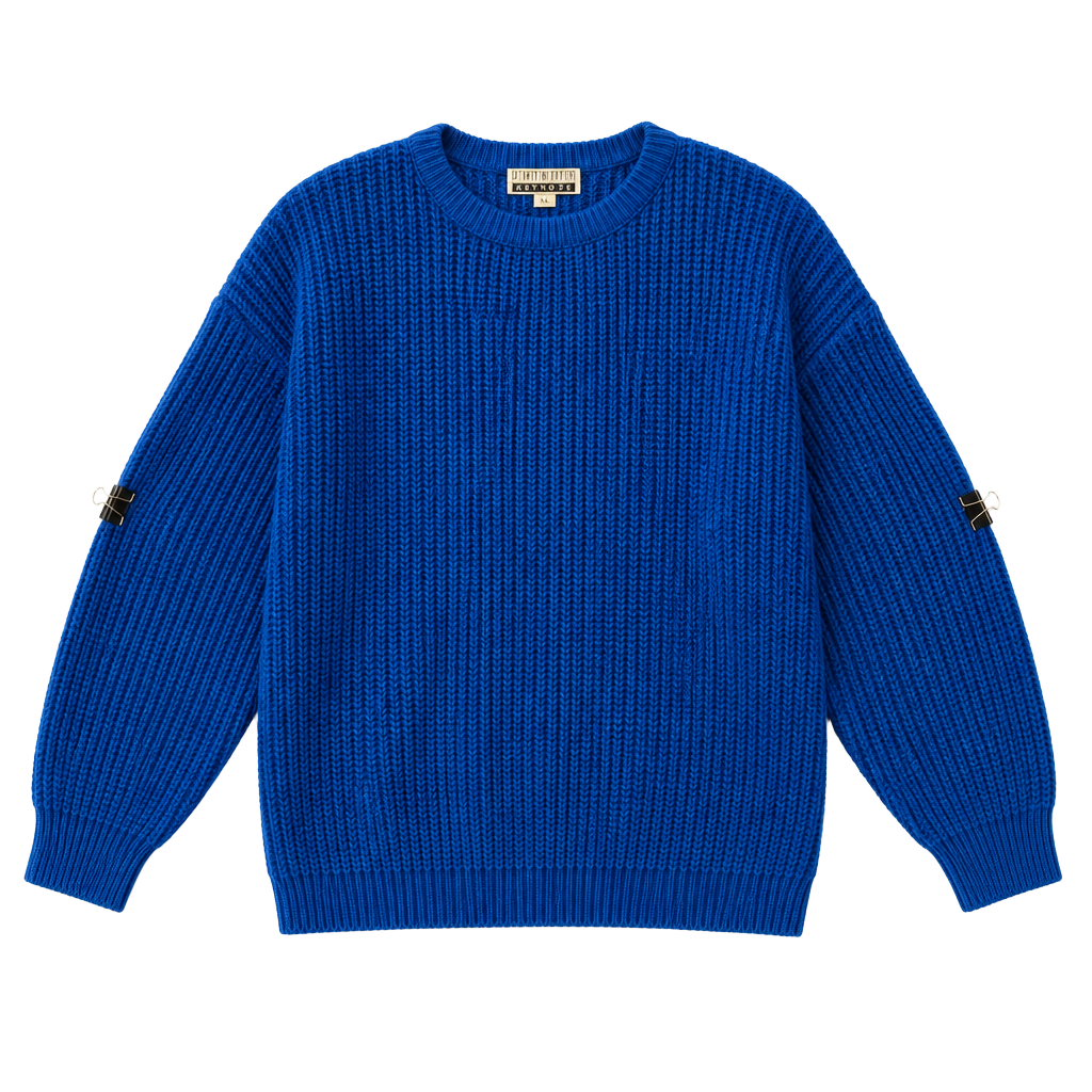 Vintage Keynotes Crew Neck Sweater Size S Royal Blue Acrylic Knit 1