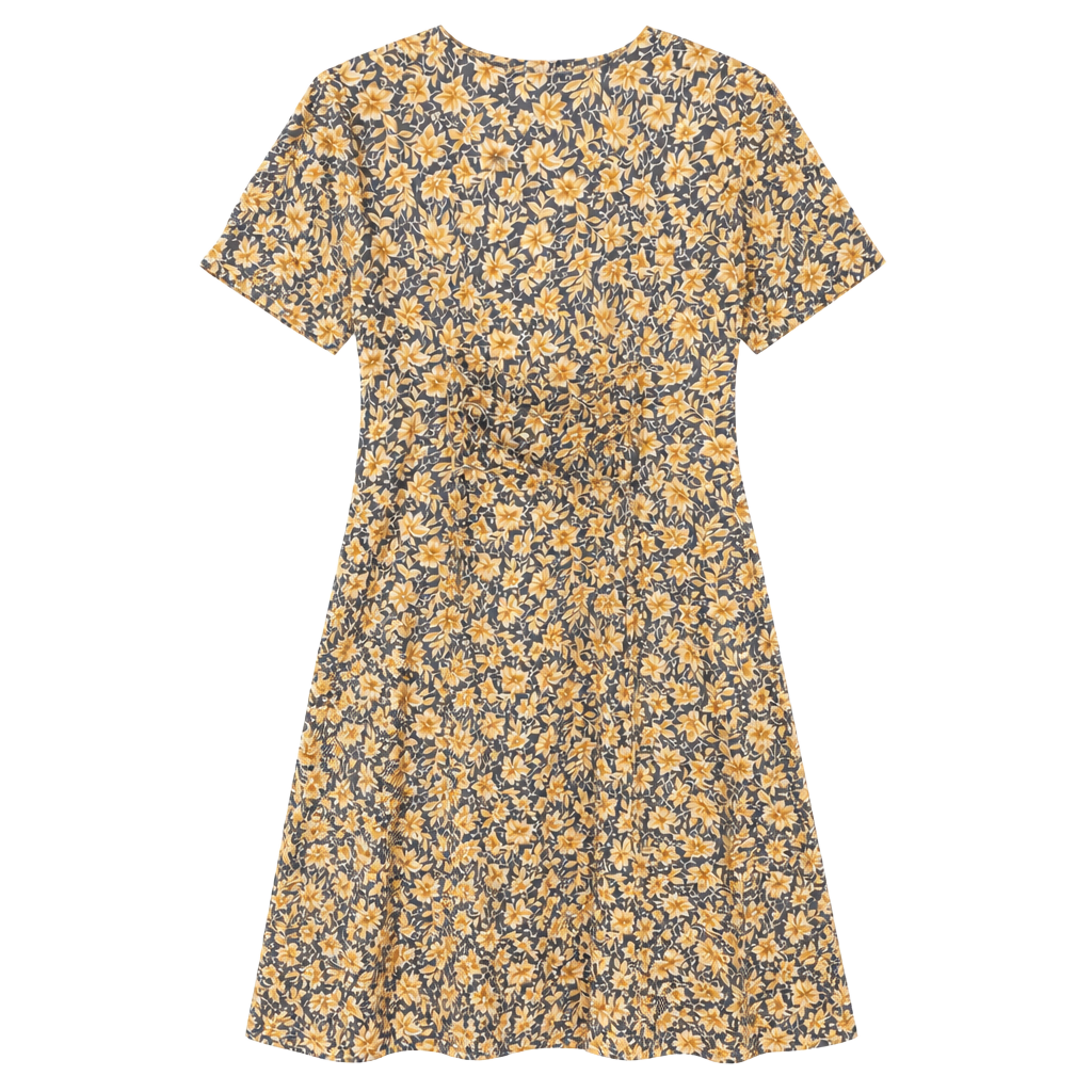 Vintage Caroline Wells Midi Dress Size 12 Floral Blue Lace Up Back 1
