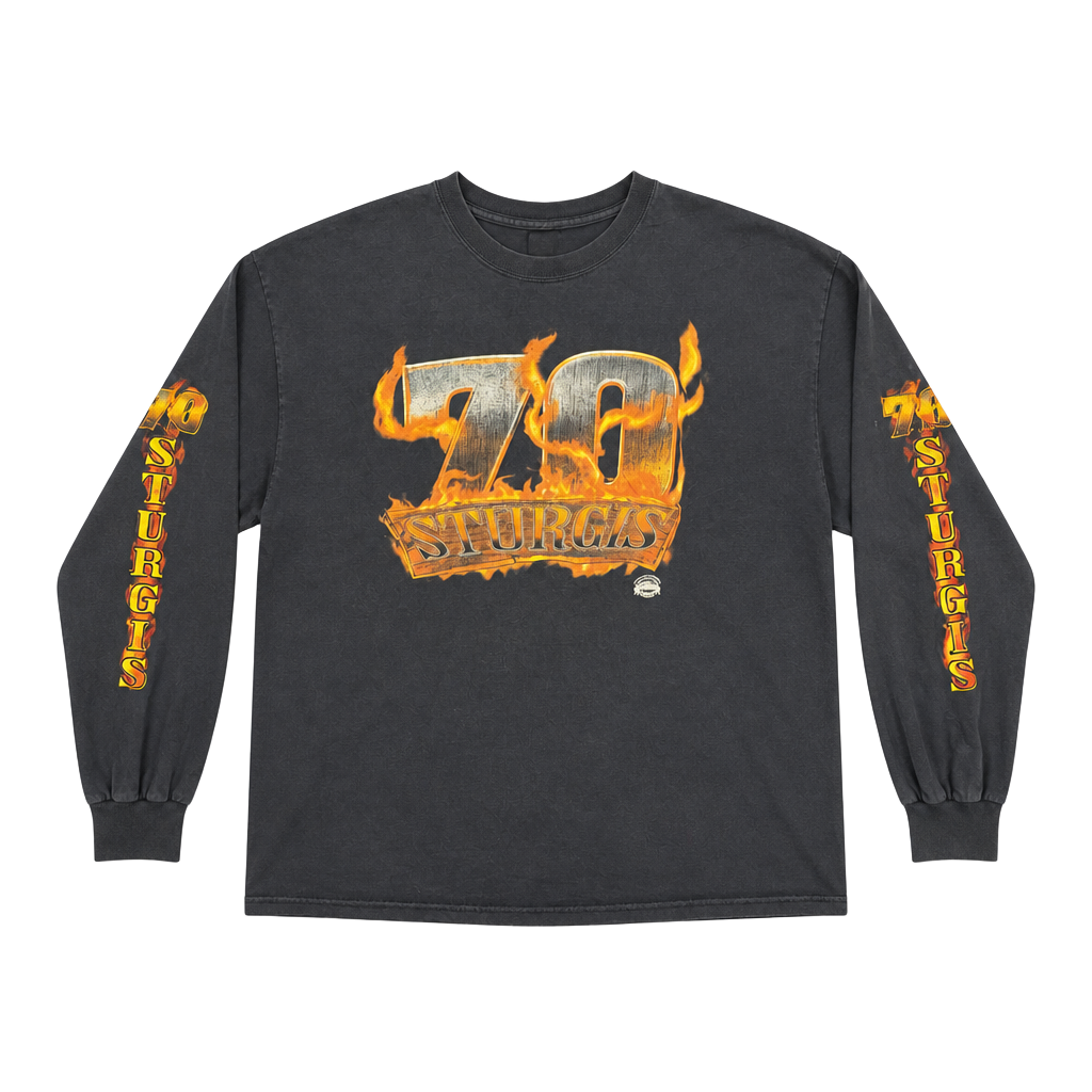 Very Rare Sturgis 70th Rally Long Sleeve Shirt Size XL Black 100% cotton 1