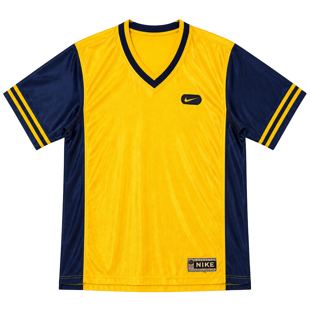 Nike Vintage Basketball Jersey Size L Yellow Blue V-Neck 90s 1