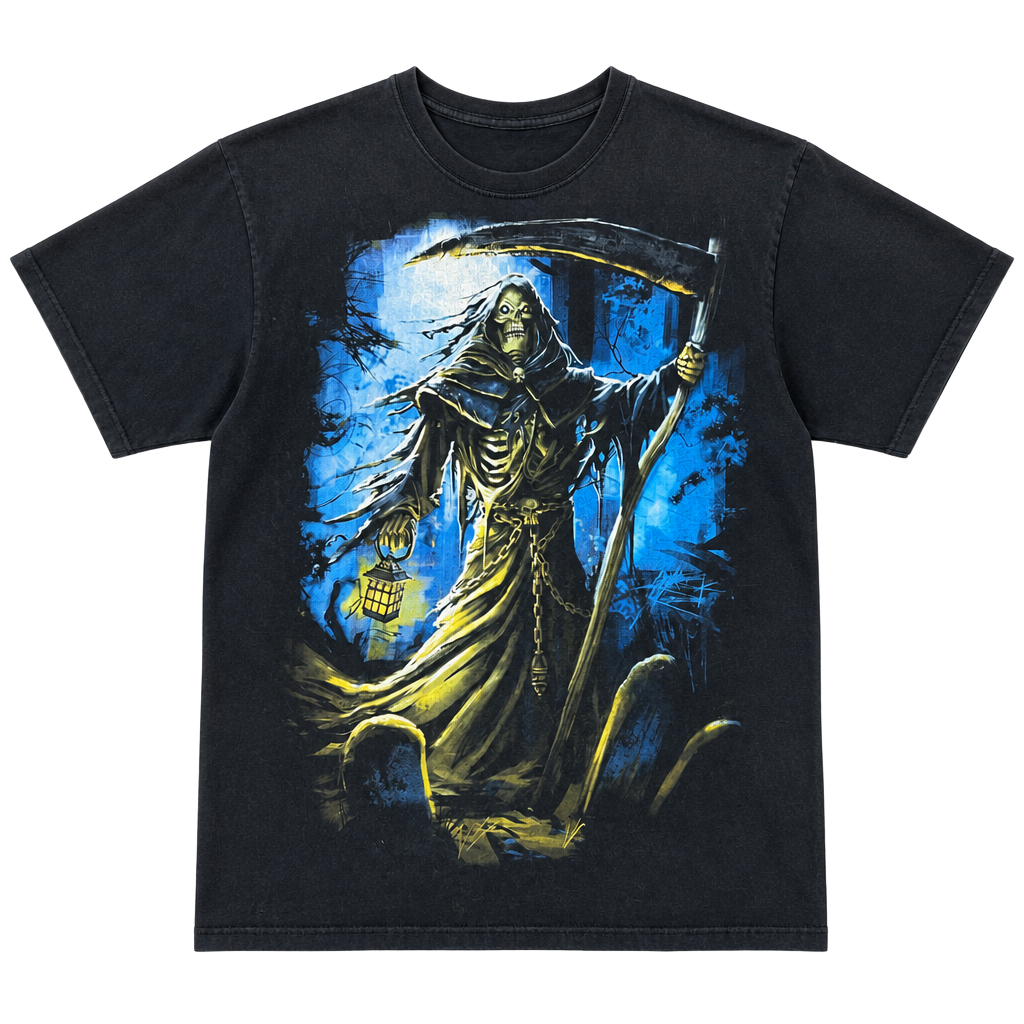 Grim Reaper" Jerzees Size Large Vintage 2010 Short Sleeve Shirt Very Nice! 1