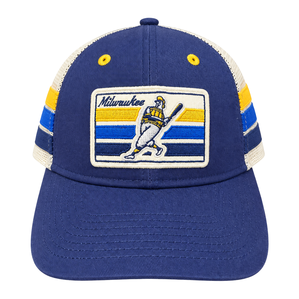New Era Milwaukee Brewers 9FORTY Trucker Snapback Hat One Size Blue 1