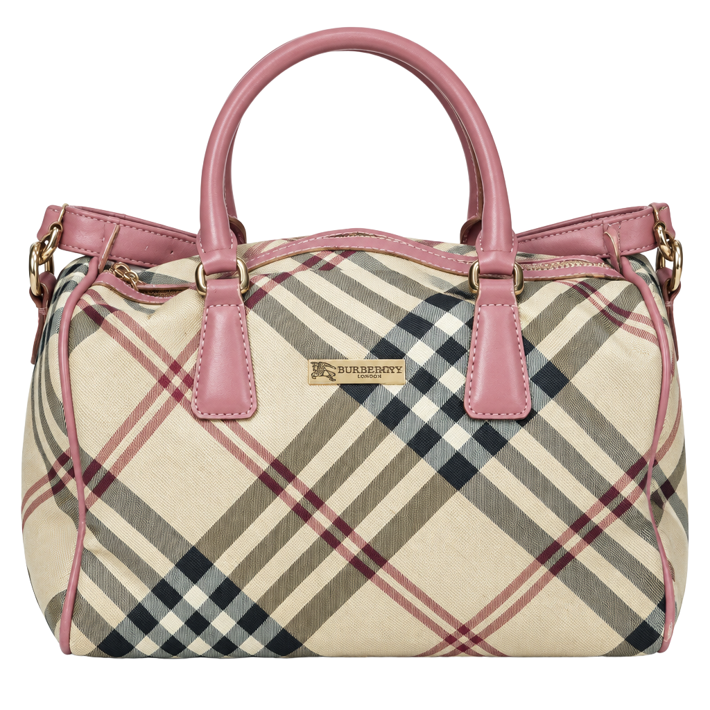 Burberrys London Nova Check Bowling Handbag Pink Trim 1