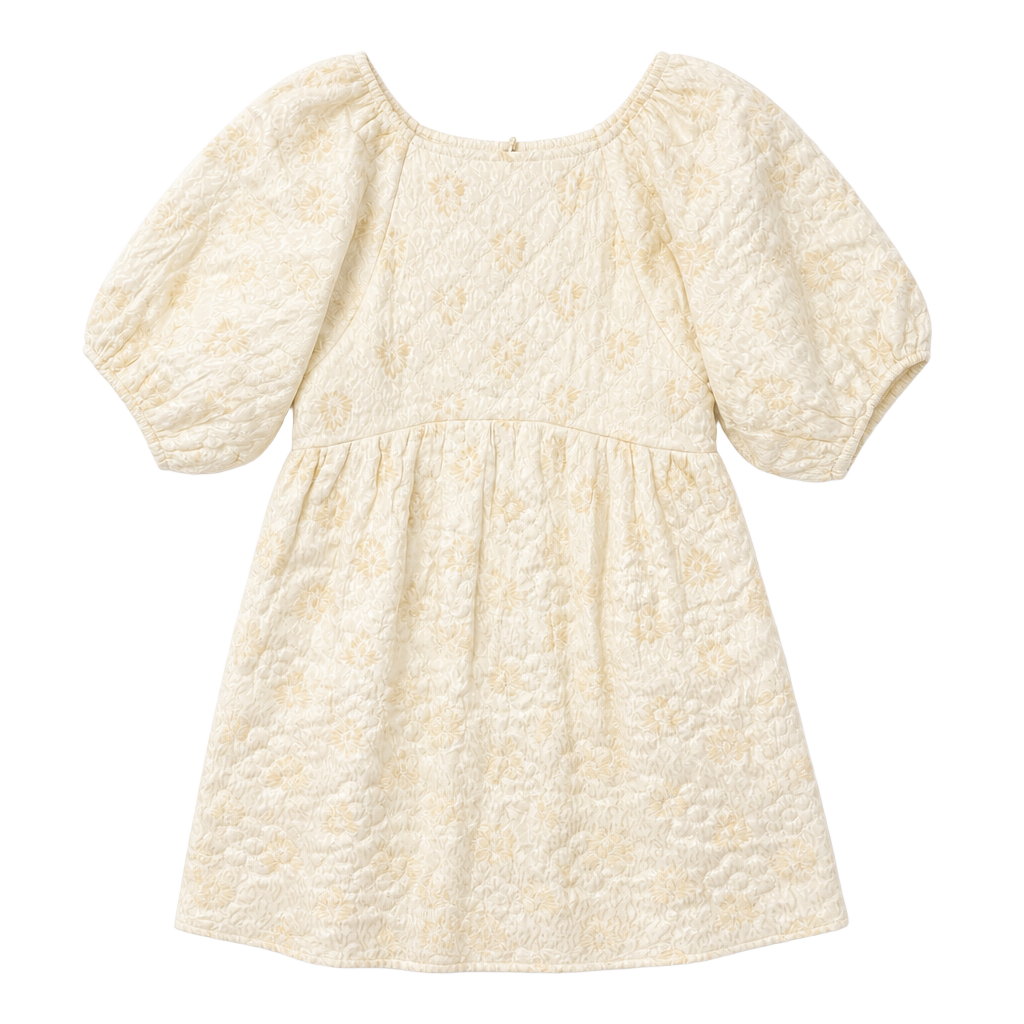 Kimchi Blue Cream Floral Jacquard Quilted Puff Sleeve Mini Dress 1