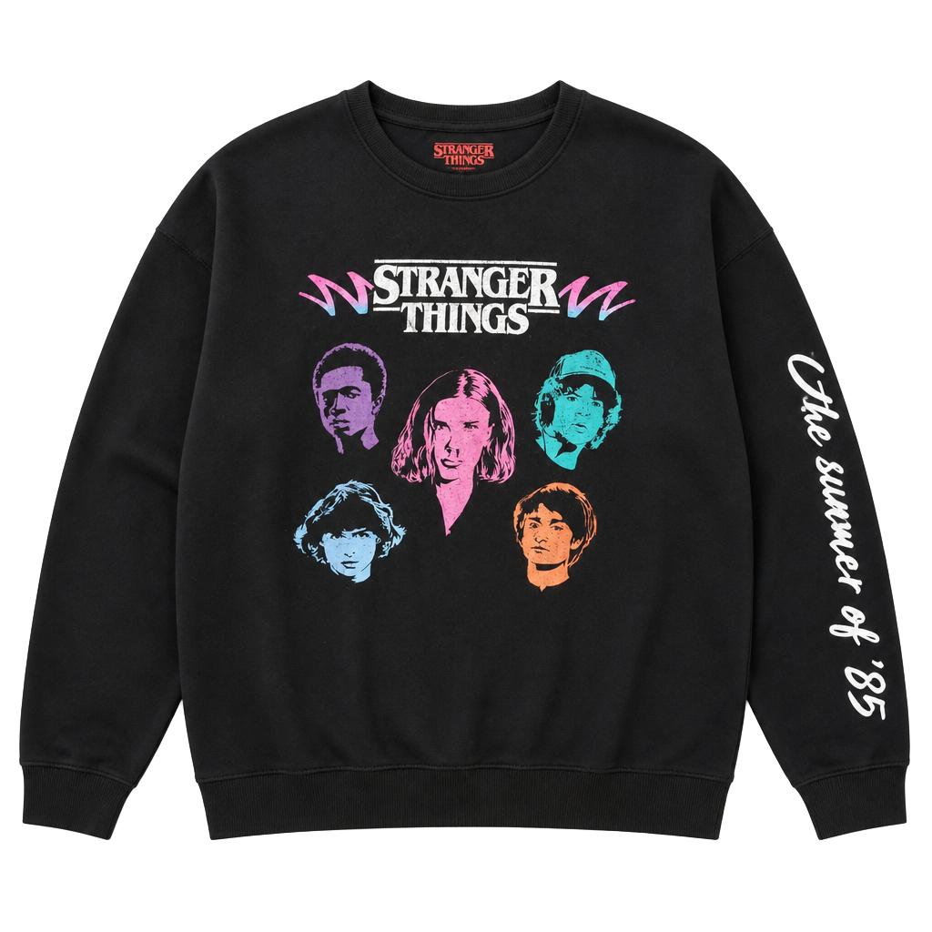 Stranger Things Summer of 85 Black Graphic Long Sleeve Pullover Sweatshirt XXL Netflix Official 1
