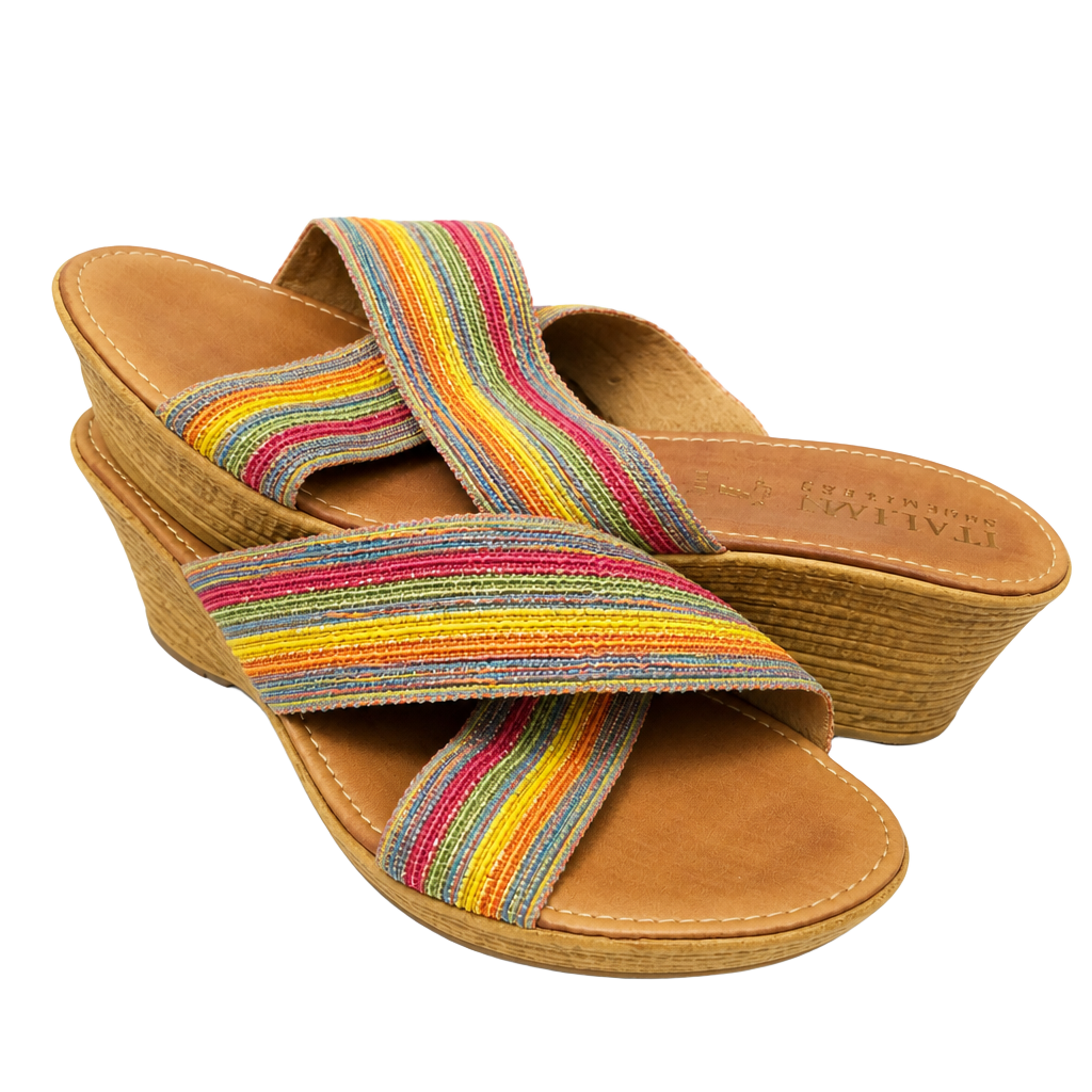 Italian Shoemakers Multicolored Striped Wedge Sandals Size 11 1