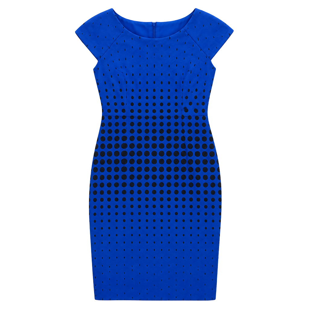 Liz Claiborne Polka Dot Sheath Dress Size 4 Blue Black 1