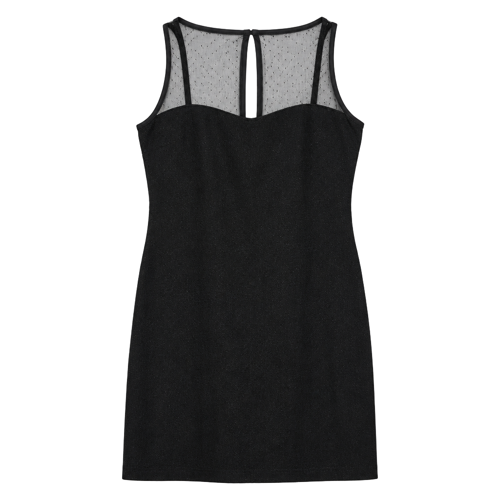 Sündüz Trend Black Sheer Mesh Cocktail Dress Size L 1