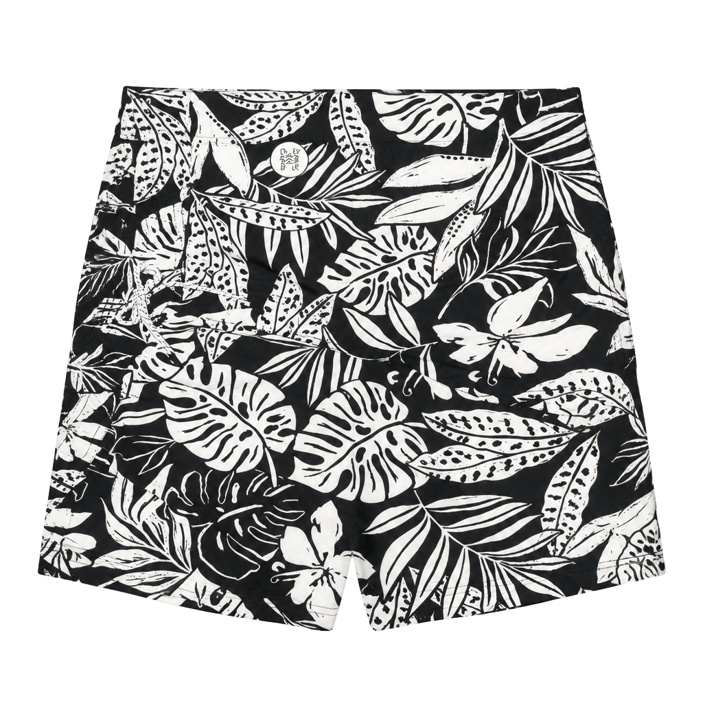 Member's Mark Swim Trunk Size XL Black White Tropical Leaf Print 1