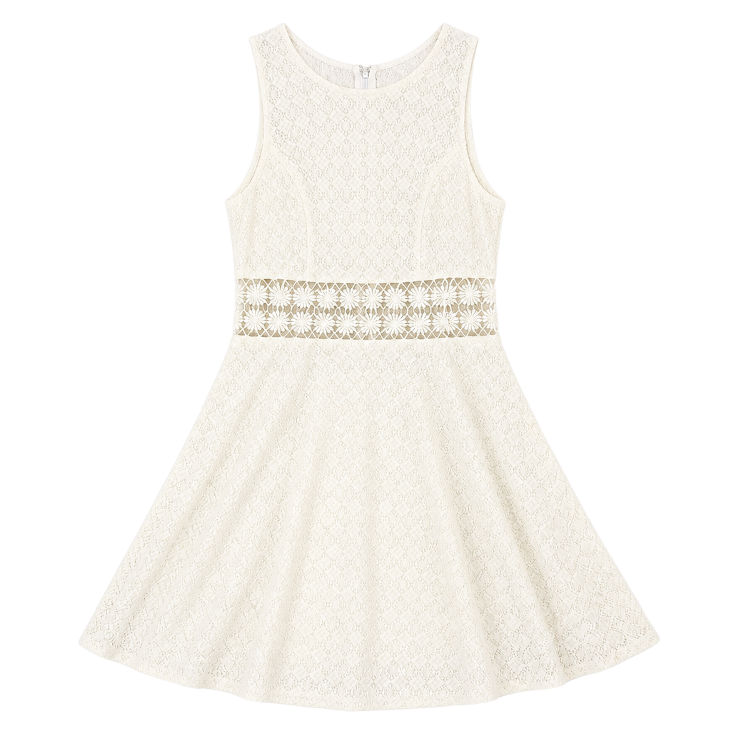 Free People Daisy Waist Fit 'n Flare Dress Sz 10 L Ivory 1