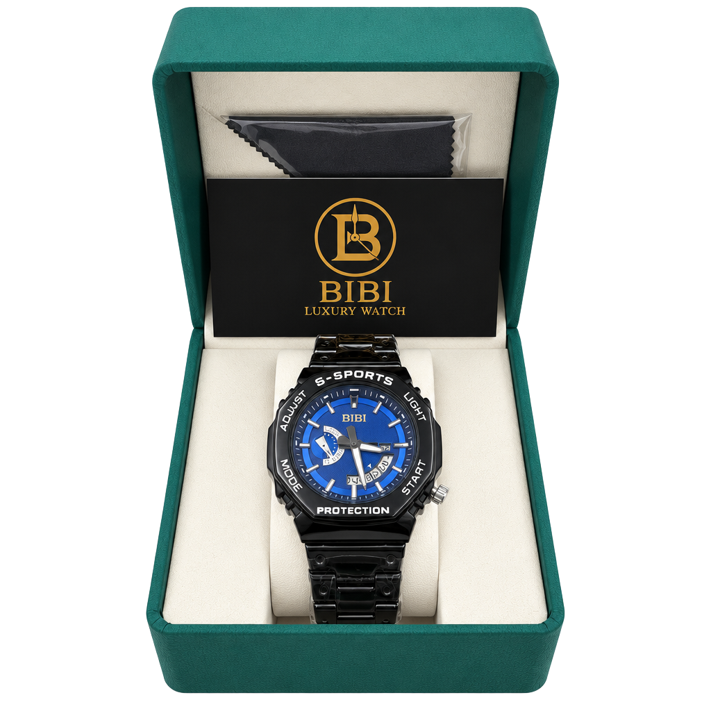 🔥 BIBI B0026 MEN’S WATCH BLUE CASE & BRACELET BLUE DIAL QUARTZ DATE NIB 🔥 1