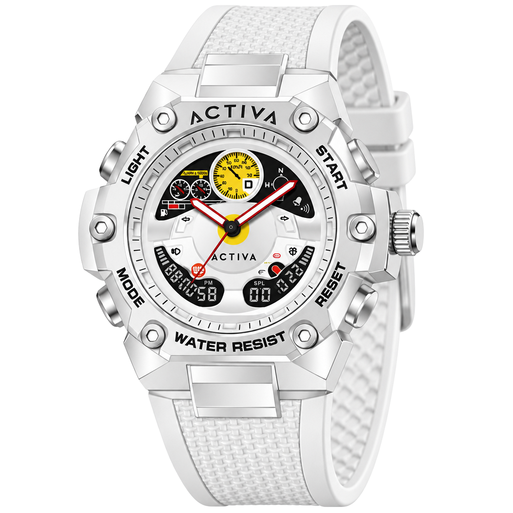 Activa X Invicta Men’s 55mm Analog Digital White Strap Watch ACW8092-004 NIB 1