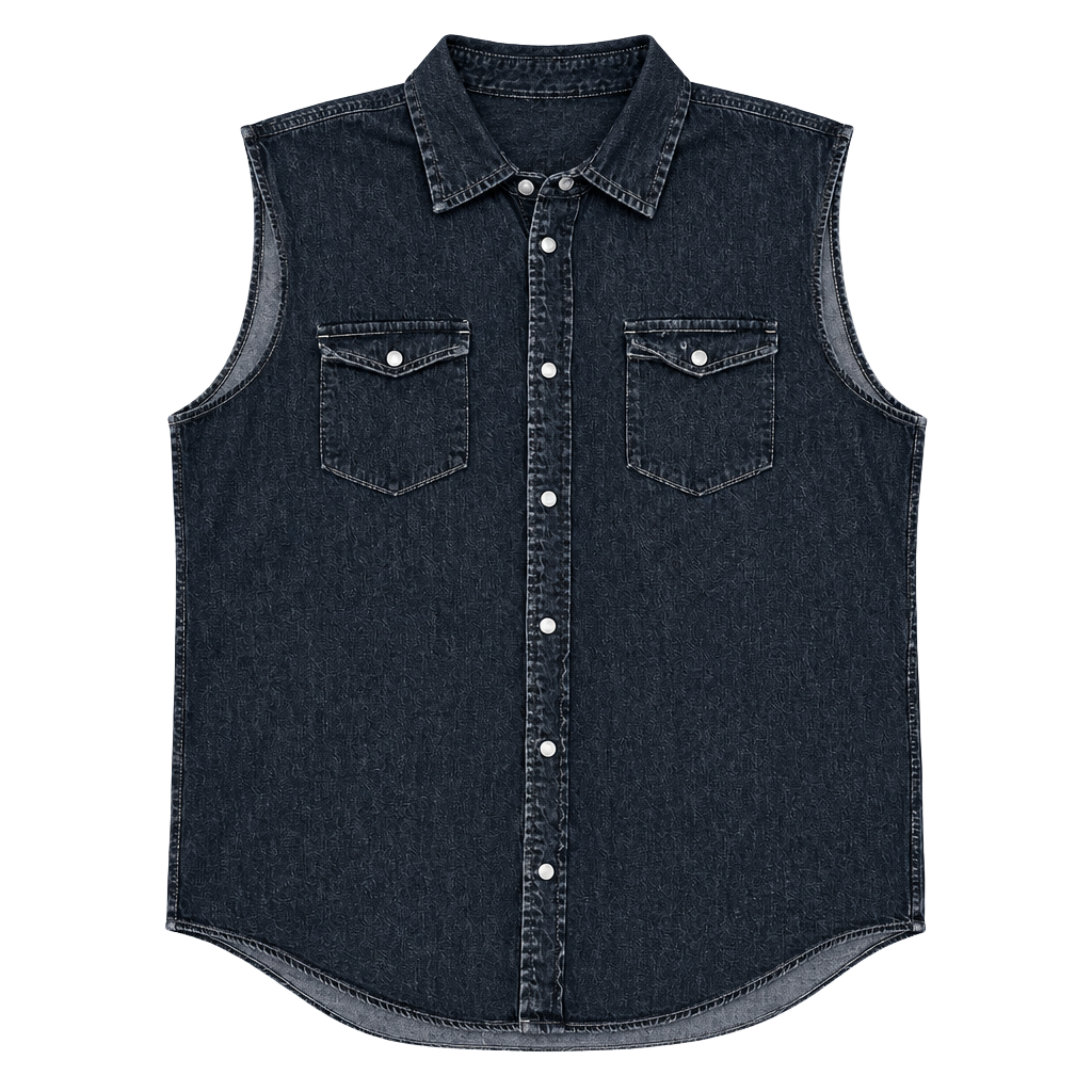 Steelwing Denim Vest XL Black The Lost Station Embroidered Back 1