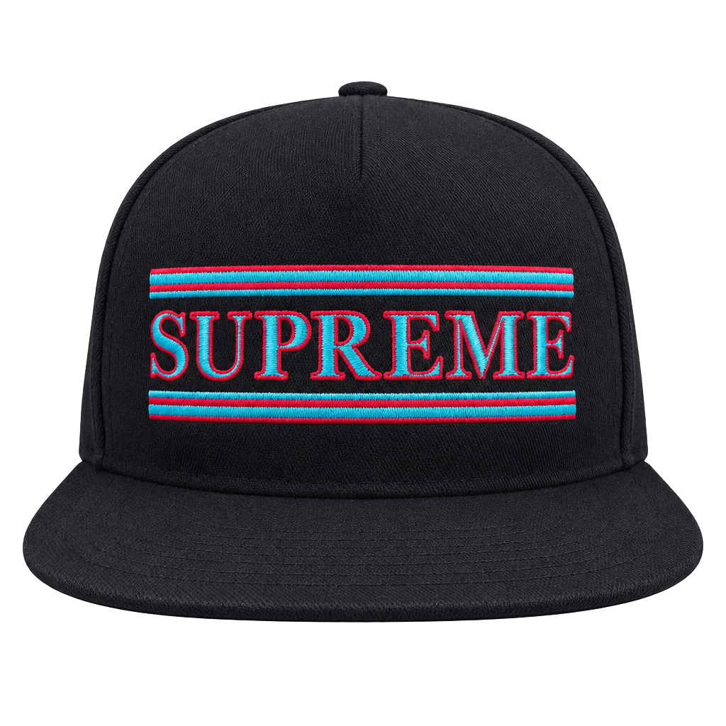 Supreme Independent 5 Panel Hat Black Red Teal 1