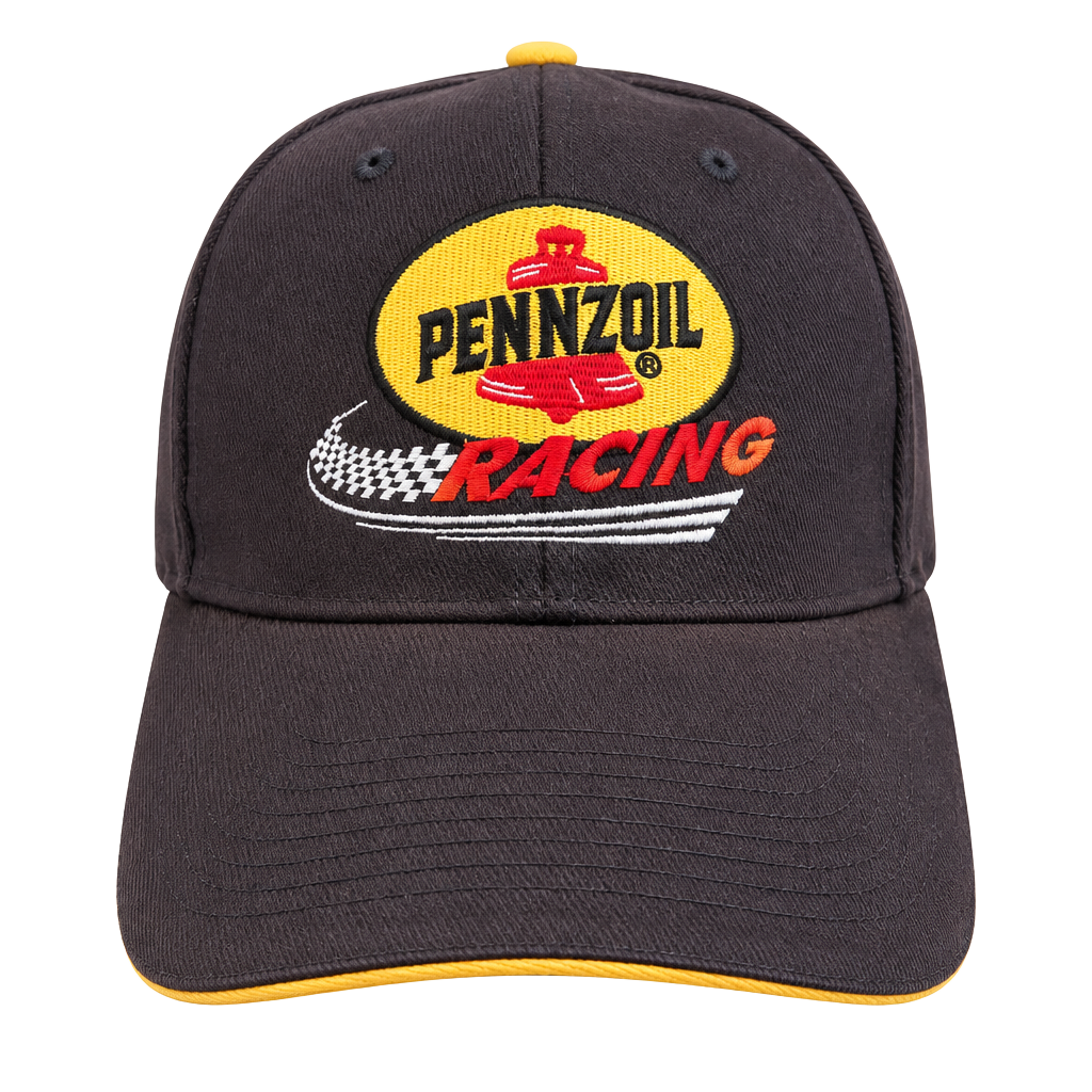 Pennzoil Racing Vintage Baseball Cap Black Yellow Embroidered Logo 1