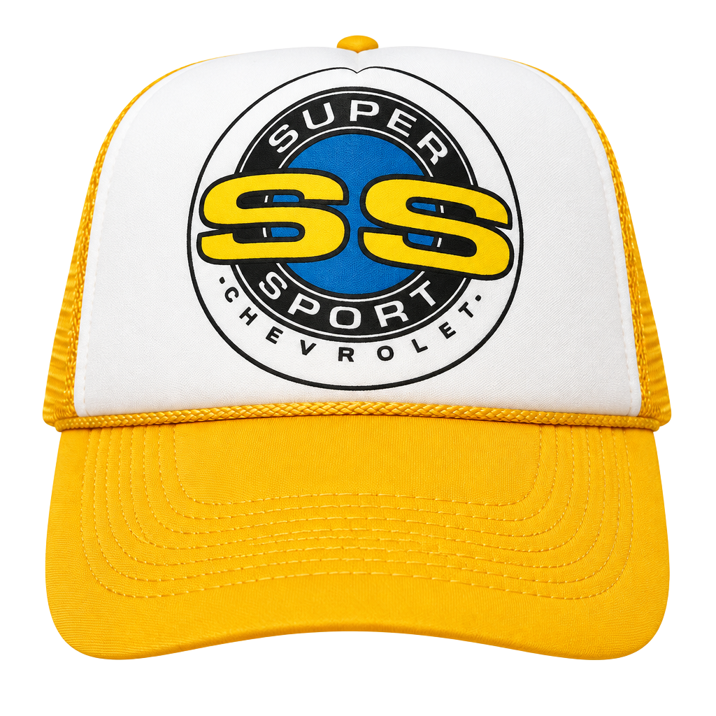 Nissun Cap Nissan SS Chevrolet Trucker Hat Yellow White Adjustable 1