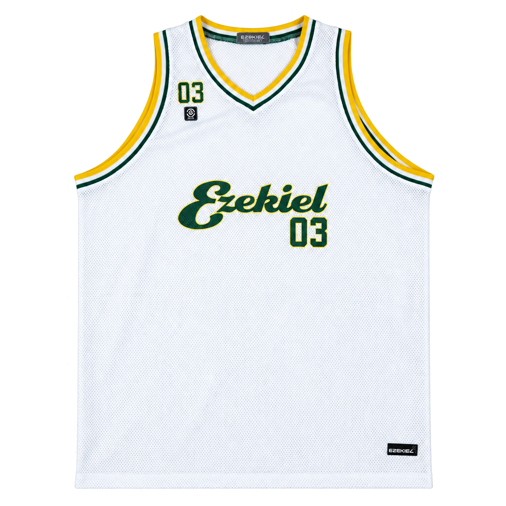 Ezekiel Basketball Jersey Size XL White Green Yellow Mesh 03 1