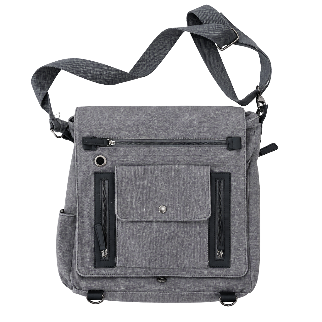 Gray Canvas Crossbody Bag Messenger Bag Minimalist 1