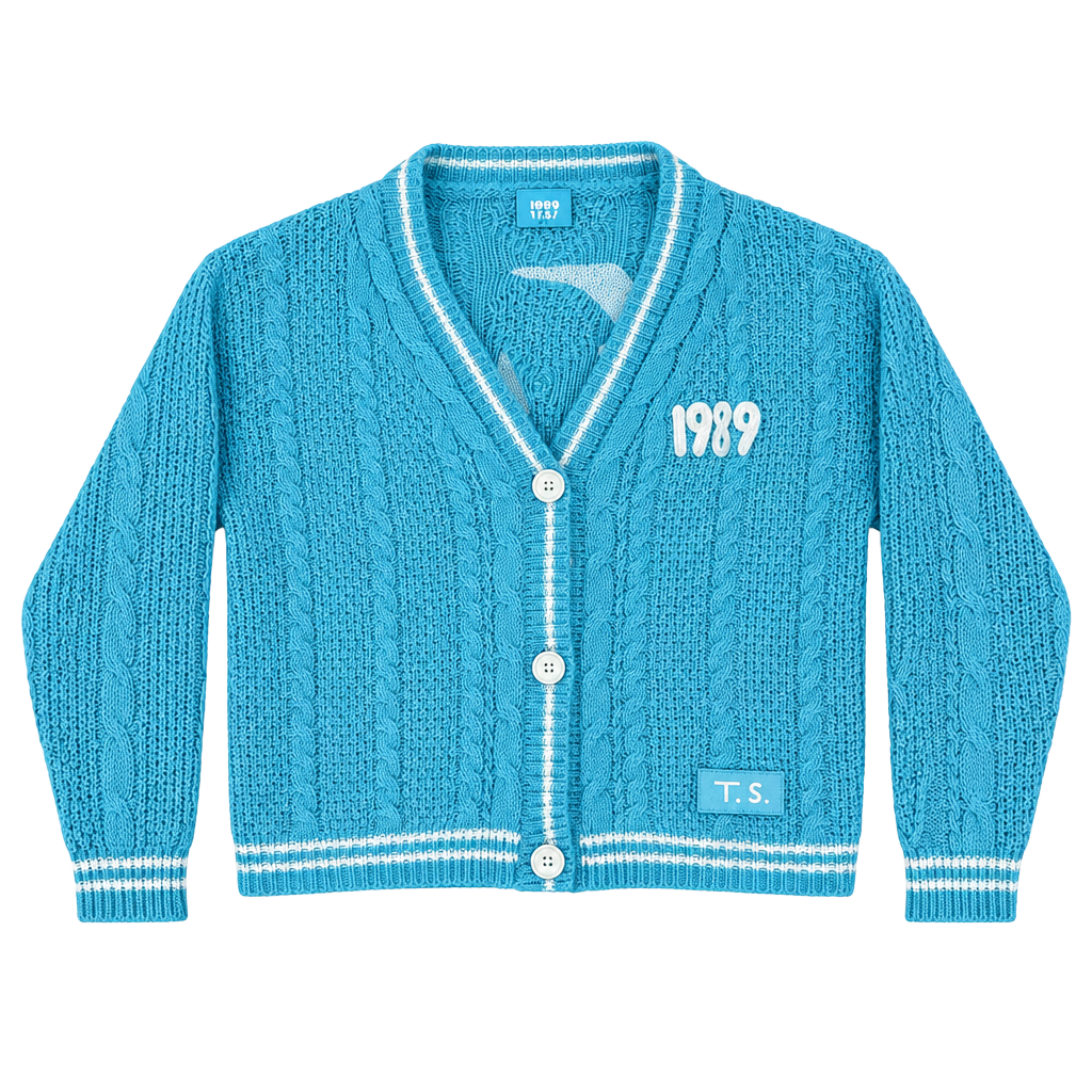 Taylor Swift 1989 Cardigan MD/LG Blue Cable Knit 1