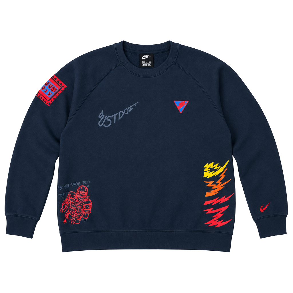 Nike NSW Graffiti Print Pullover Sweatshirt Size XXL Black 1