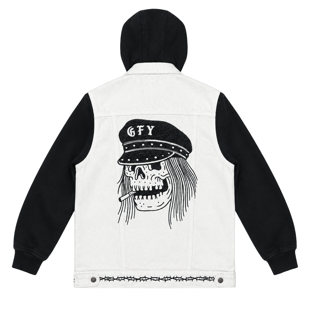 Lurking Class By Sketchy Tank Denim Jacket Size M Black White Hoodie 1