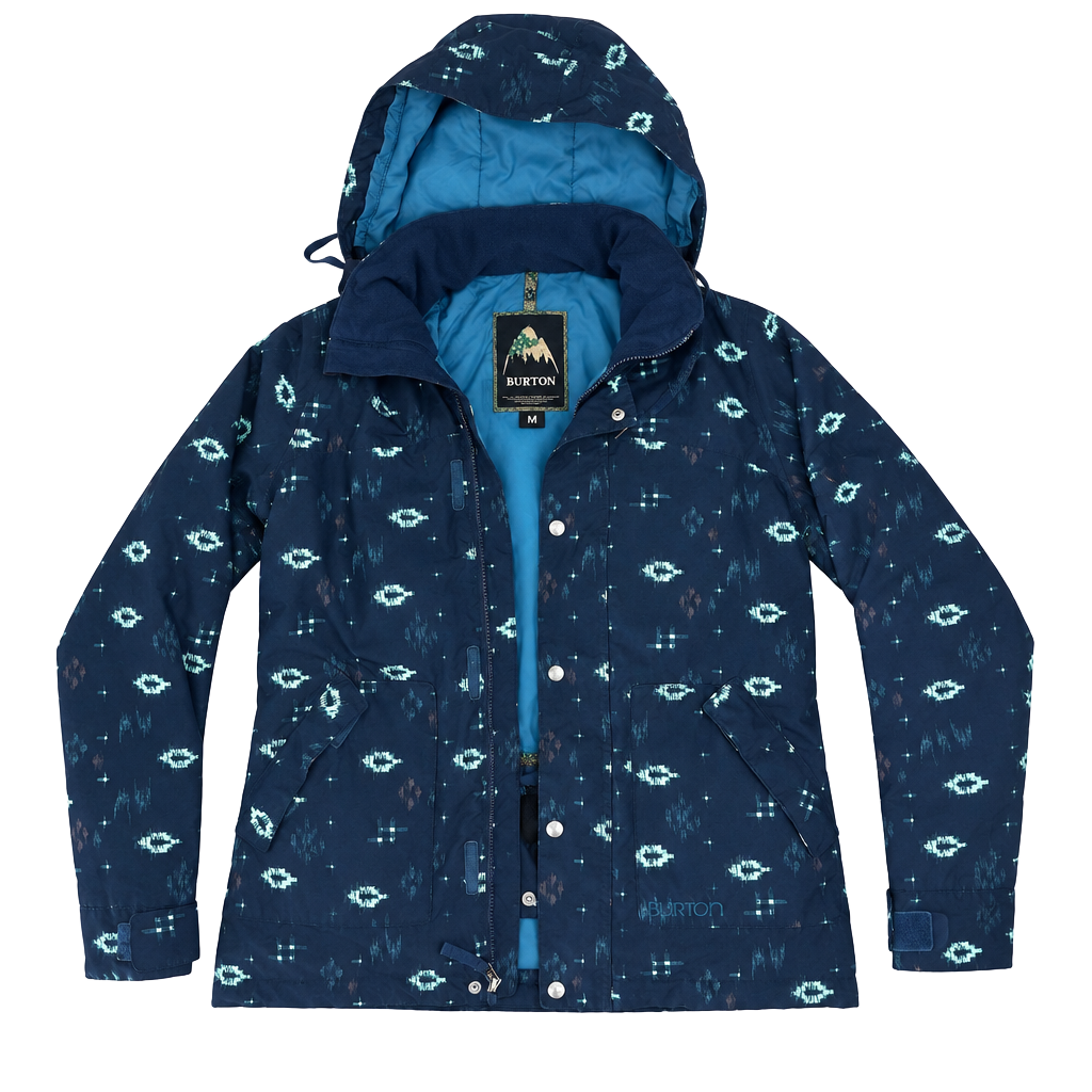 Burton Ginger Dryride Insulated Snowboard Jacket Size M Blue Ikat 1