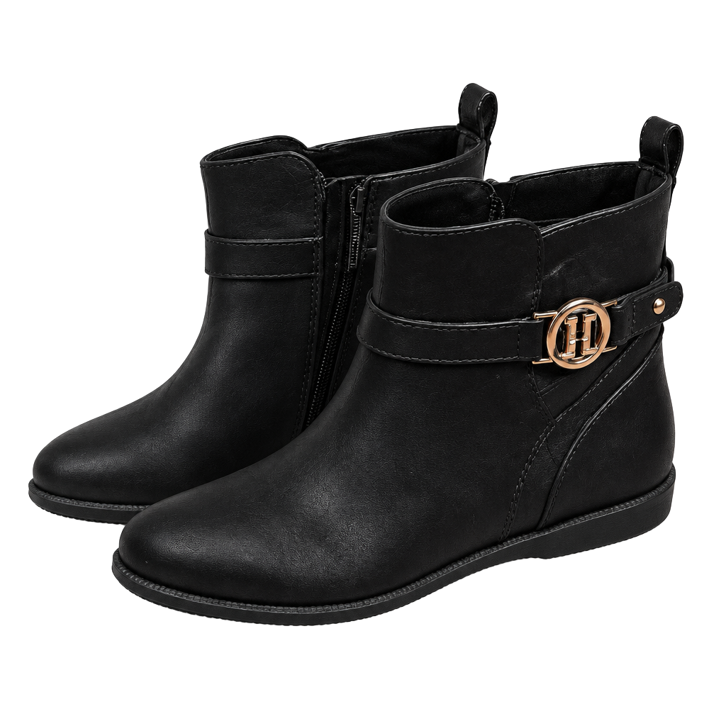 Tommy Hilfiger Rumore Ankle Boots Size 9M Black Buckle Zip 1