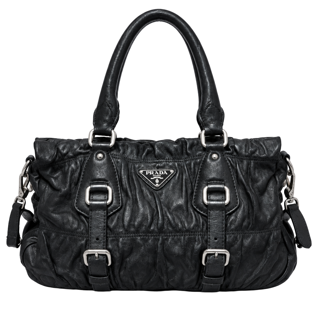 Prada Gaufre Nappa Leather Handbag Black 1
