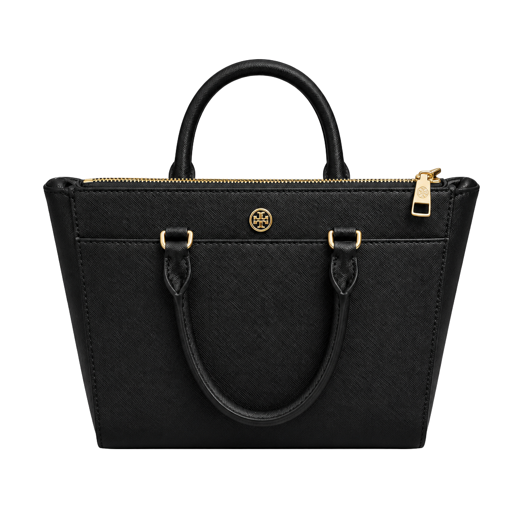 Tory Burch Robinson Black Saffiano Leather Tote Bag 1