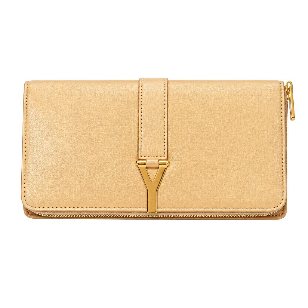 Saint Laurent Classic Y Ligne Zip Around Wallet Beige Leather 1