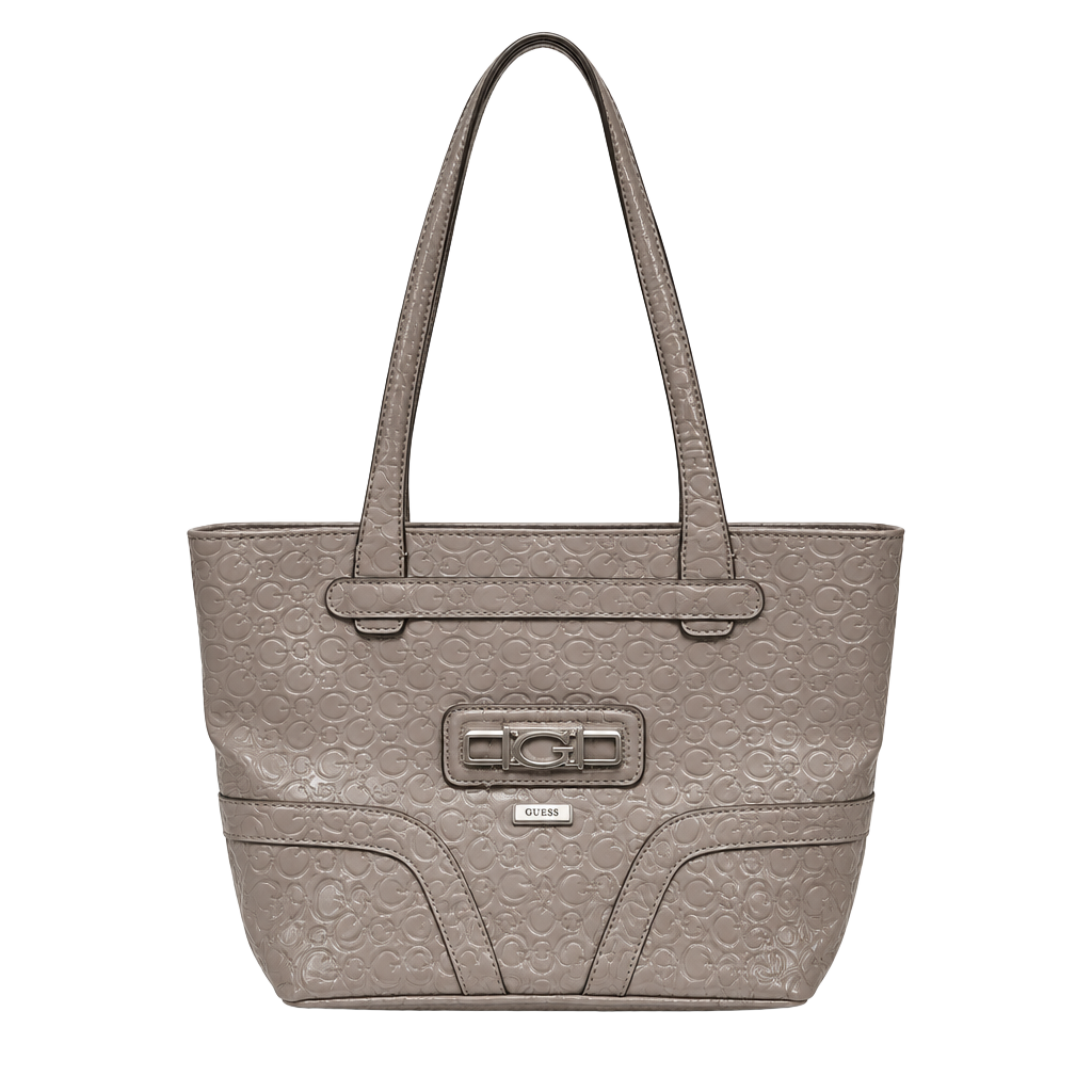 Guess Logo Embossed Metallic Tote Bag Bronze 1