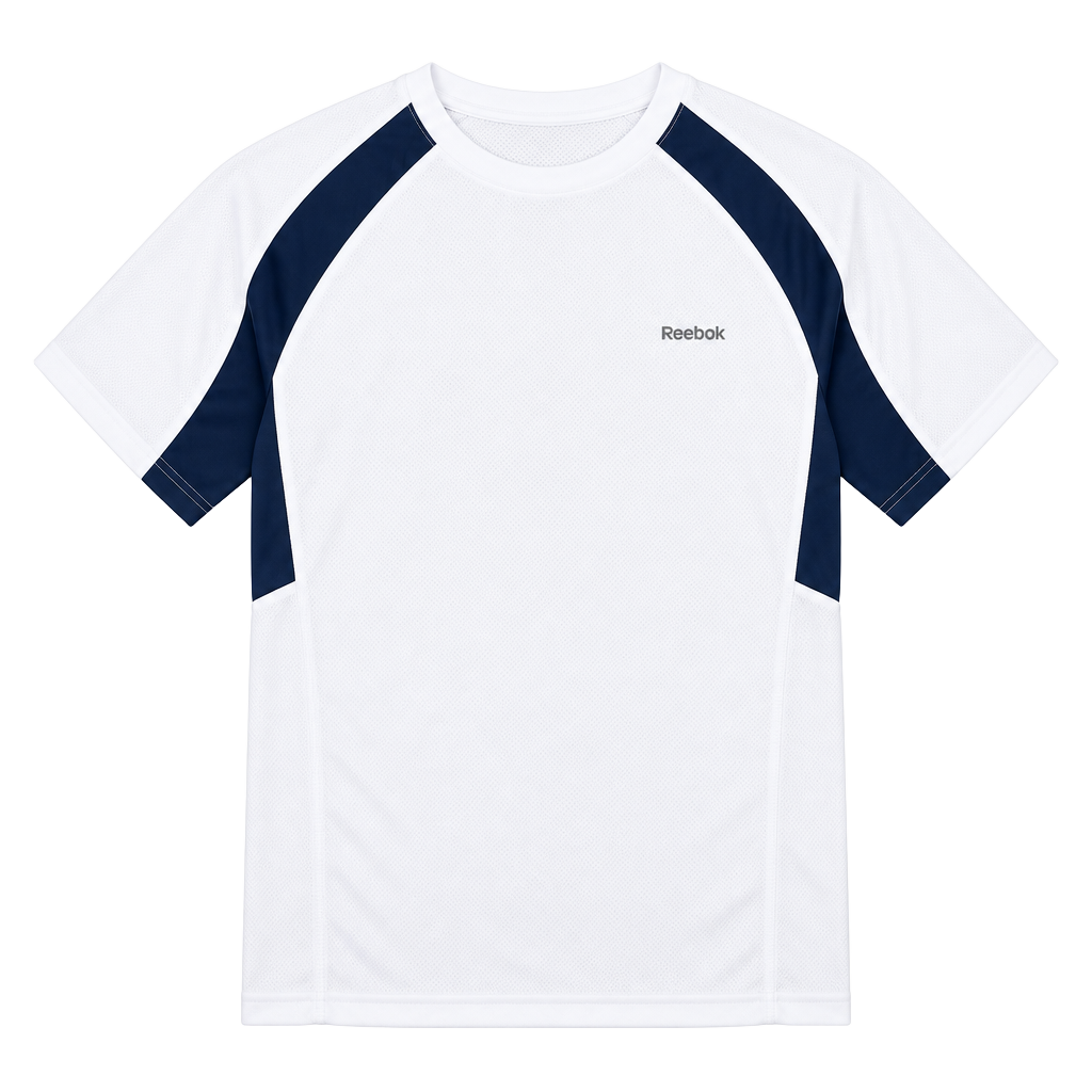 Reebok Colorblock Athletic T-Shirt White Blue 1