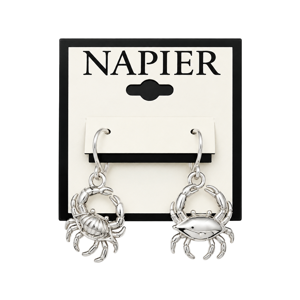 Napier Silver Tone Crab Drop Earrings 1