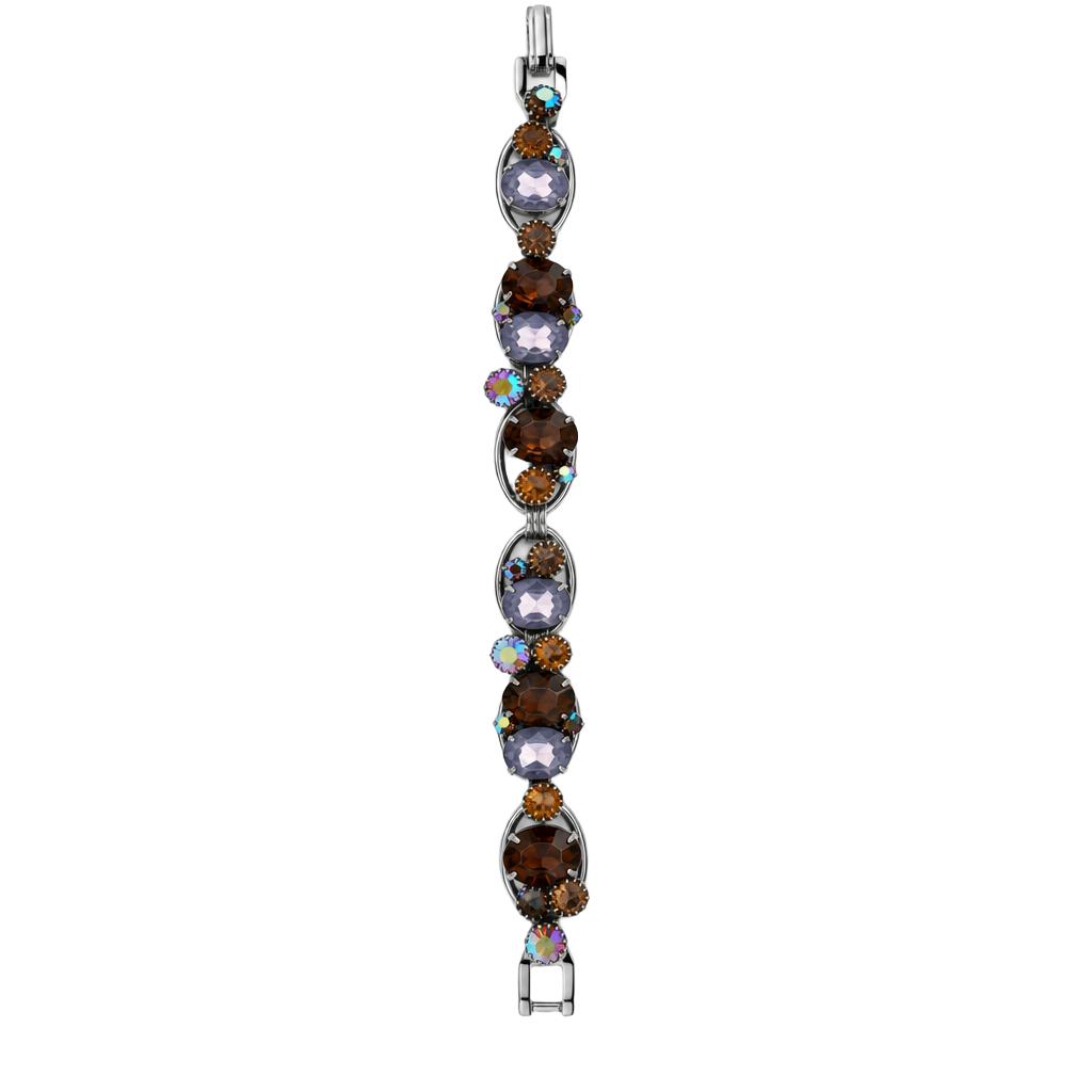 Weiss Vintage Rhinestone Cocktail Link Bracelet Brown Amethyst 1
