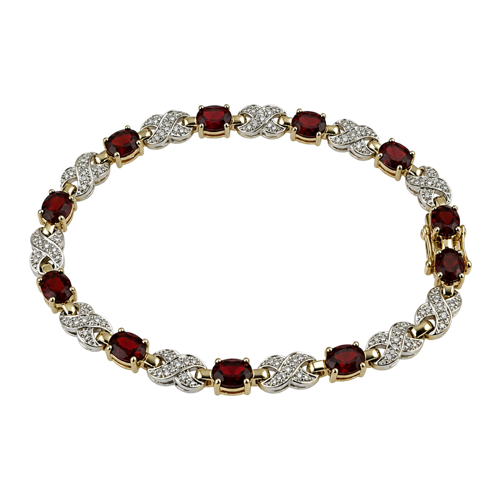 Sterling Silver Garnet Tennis Bracelet 1