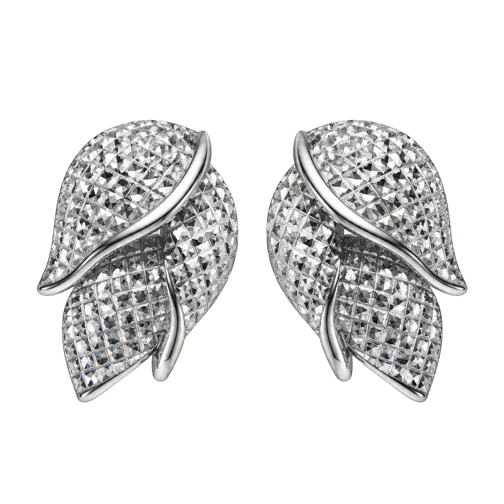 Coro Vintage Silver Tone Textured Leaf Clip On Earrings 1